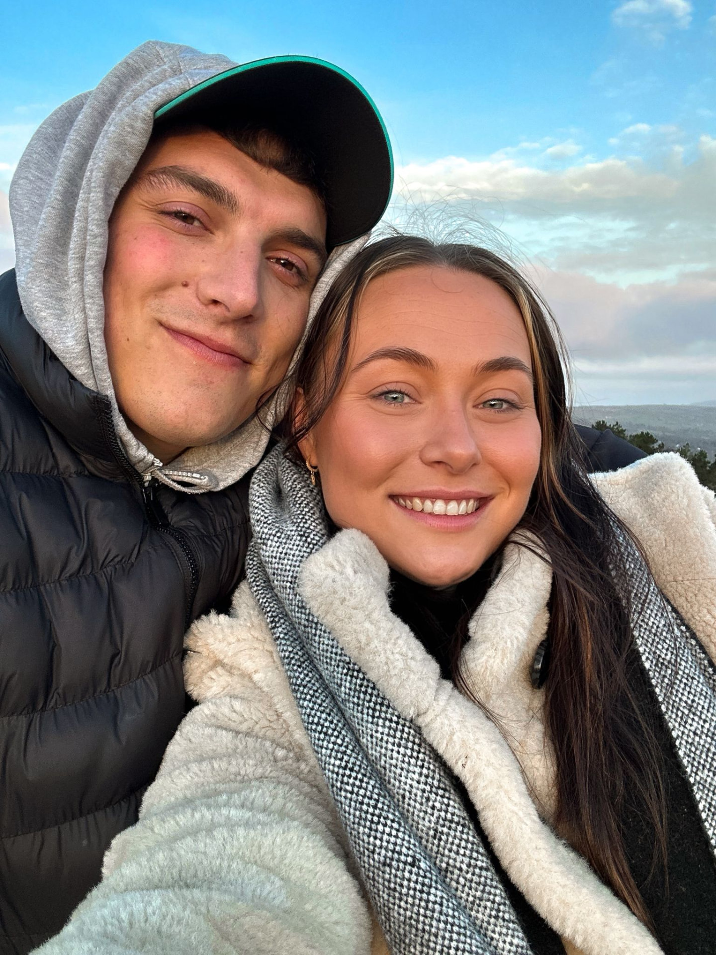 Victoria and Jamie wrapped up warm on a winter walk