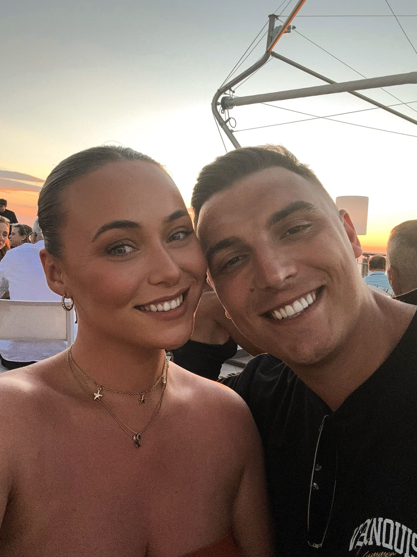 Victoria and Jamie at sunset on holiday